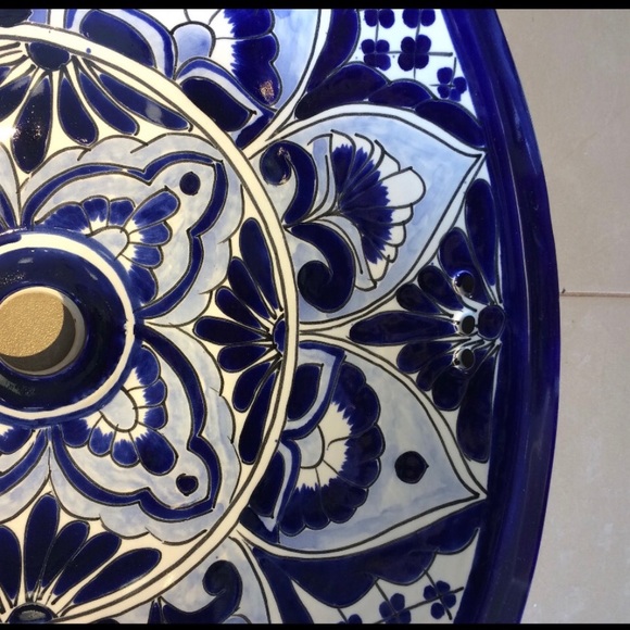 ♥️HOST PICK♥️ Blue & White Hand painted Talavera Ceramic Sinks - Picture 2 of 8
